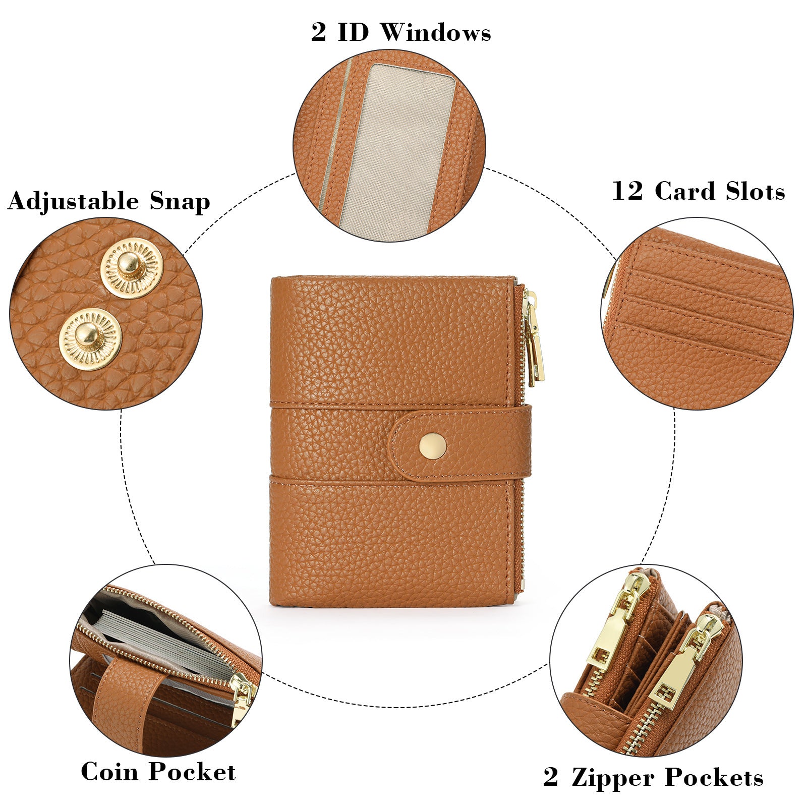 Short Large Capacity Tri-Fold Rfid Wallet Women