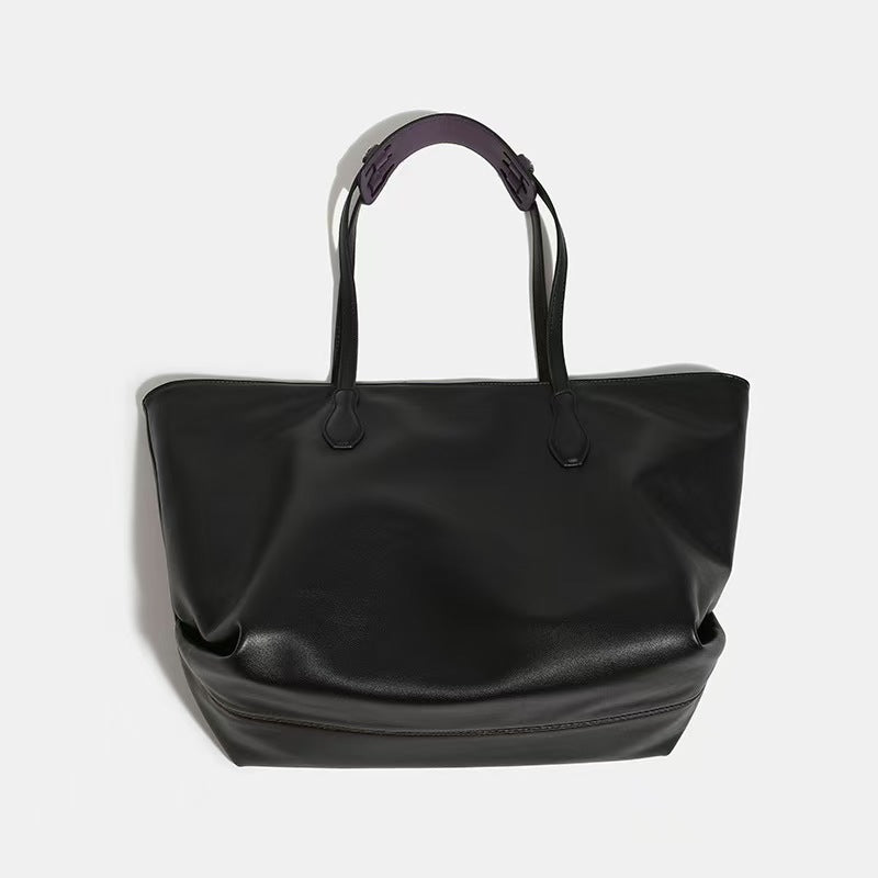 Black high-end simple bag female briefcase leather