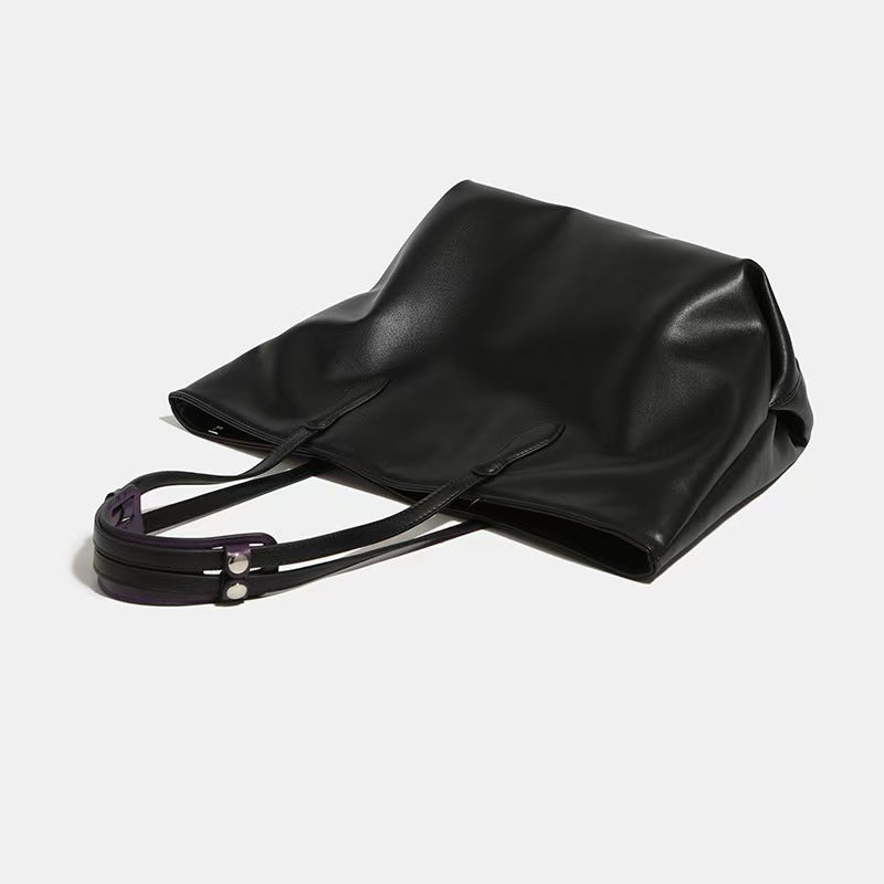 Black high-end simple bag female briefcase leather