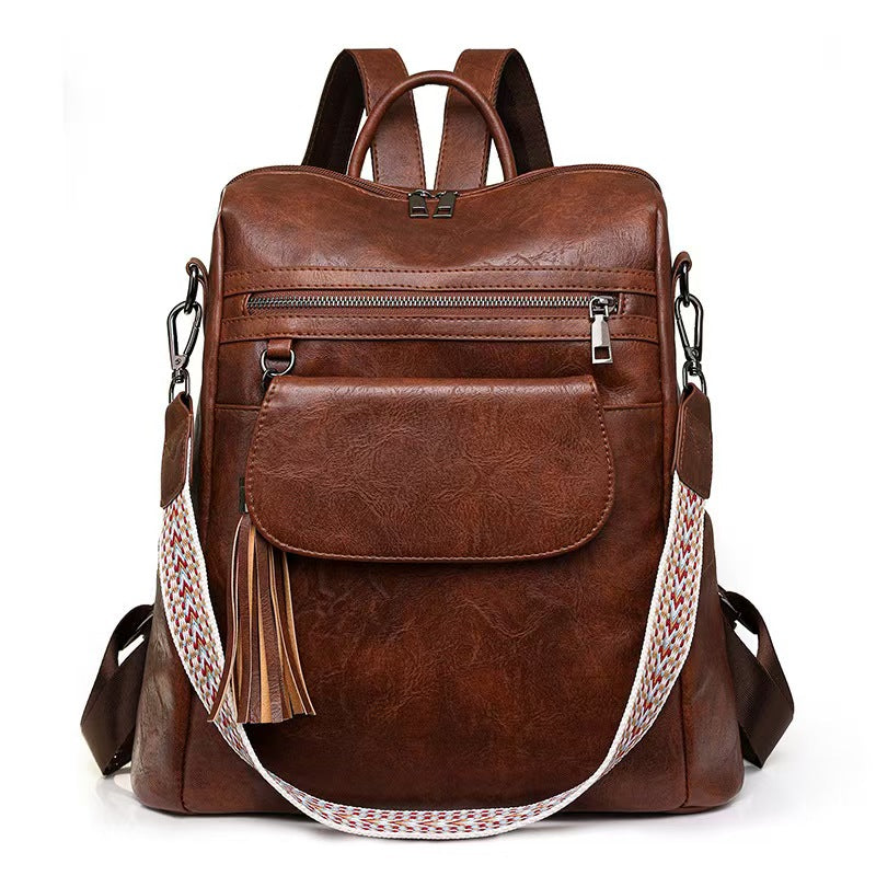 New leather laptop backpack for women