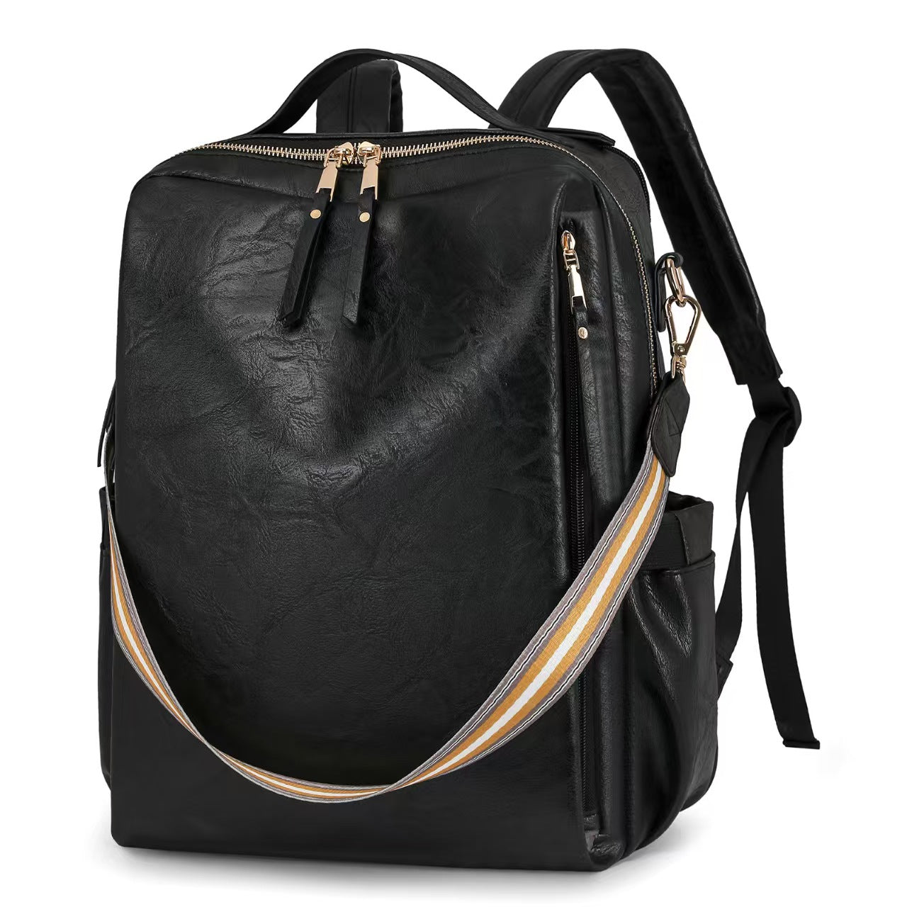 Retro fashion leather laptop backpack women's