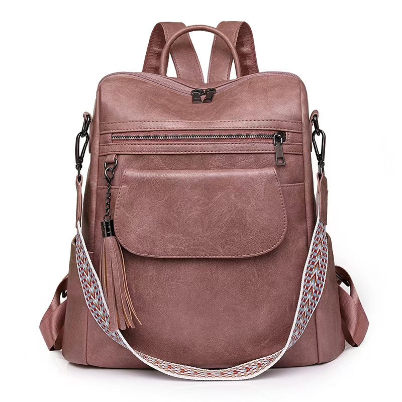 New leather laptop backpack for women