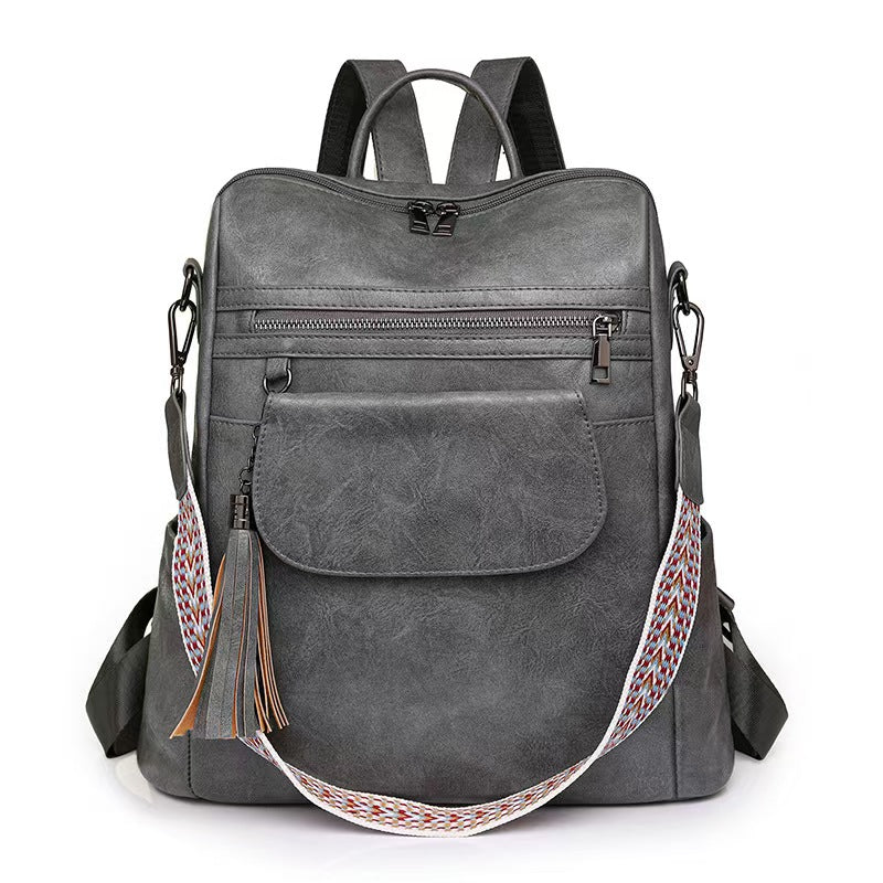 New leather laptop backpack for women