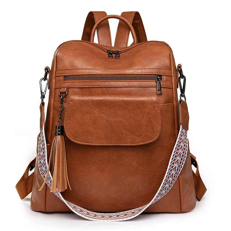 New leather laptop backpack for women