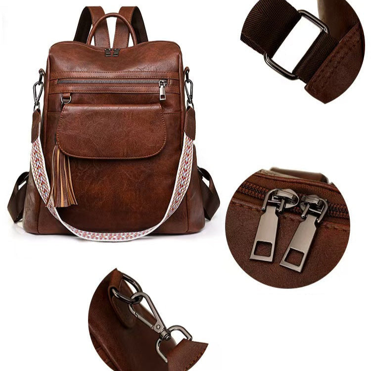 New leather laptop backpack for women