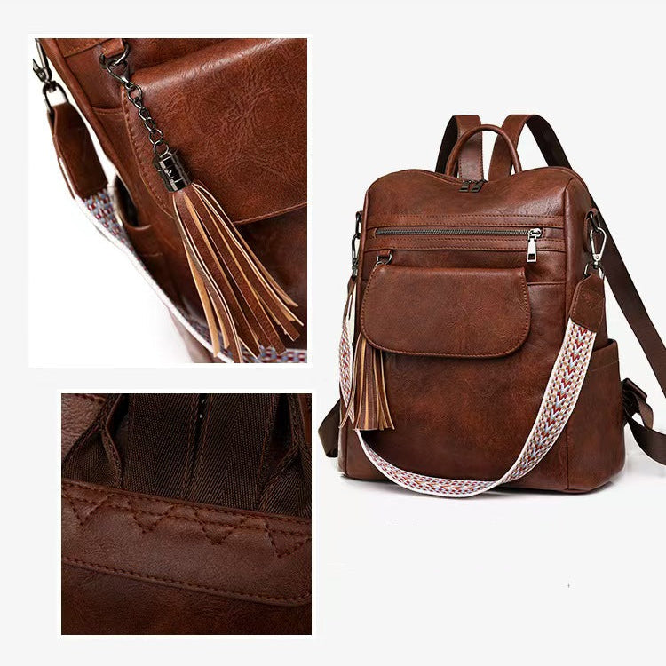 New leather laptop backpack for women