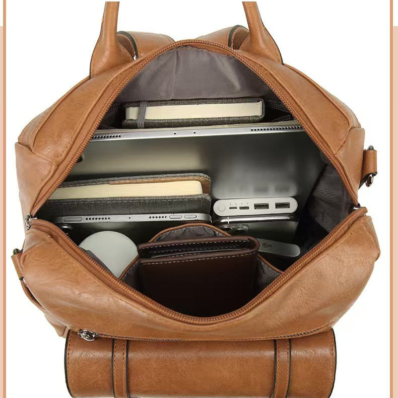 High-grade PU soft leather laptop backpack