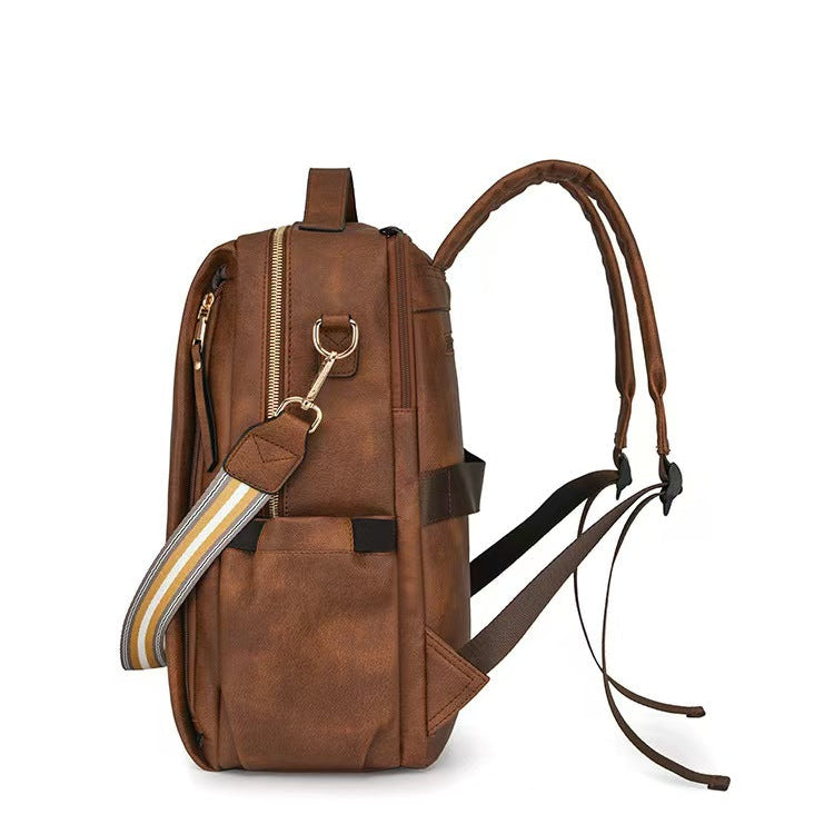 Retro fashion leather laptop backpack women's