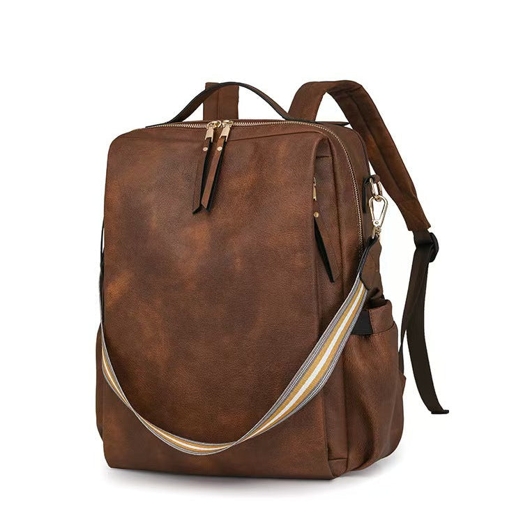 Retro fashion leather laptop backpack women's