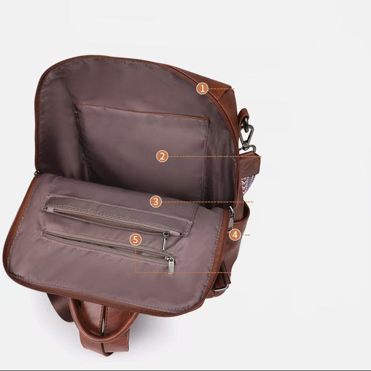 New leather laptop backpack for women