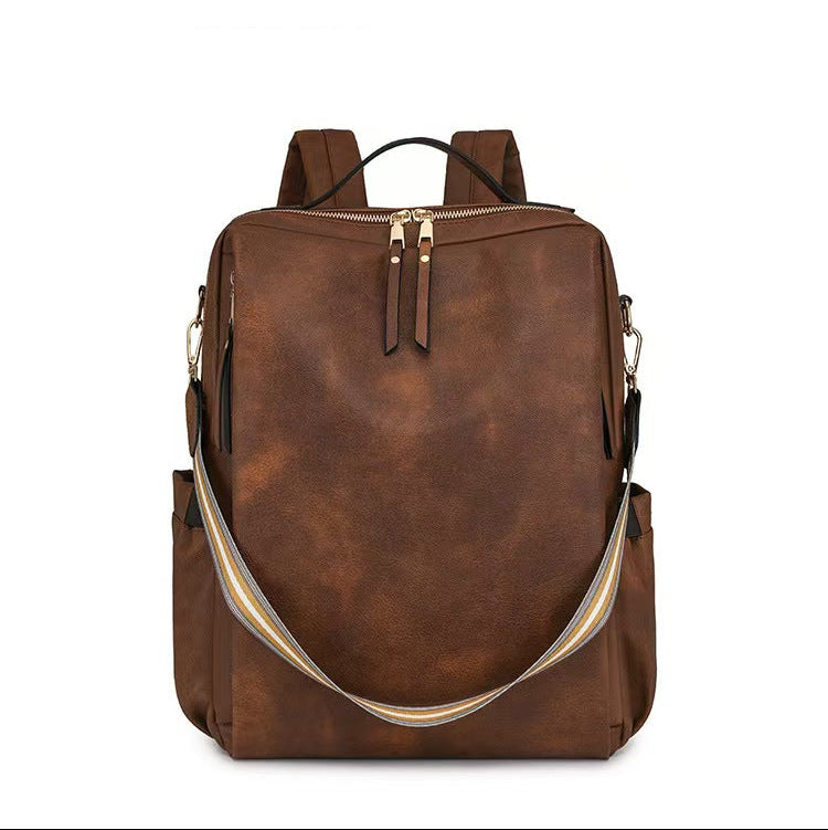 Retro fashion leather laptop backpack women's