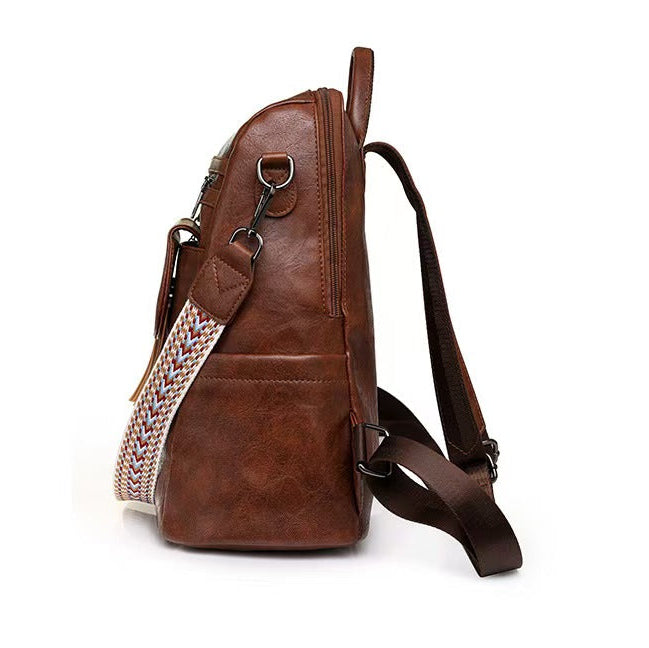 New leather laptop backpack for women