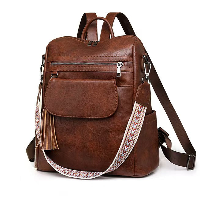 New leather laptop backpack for women