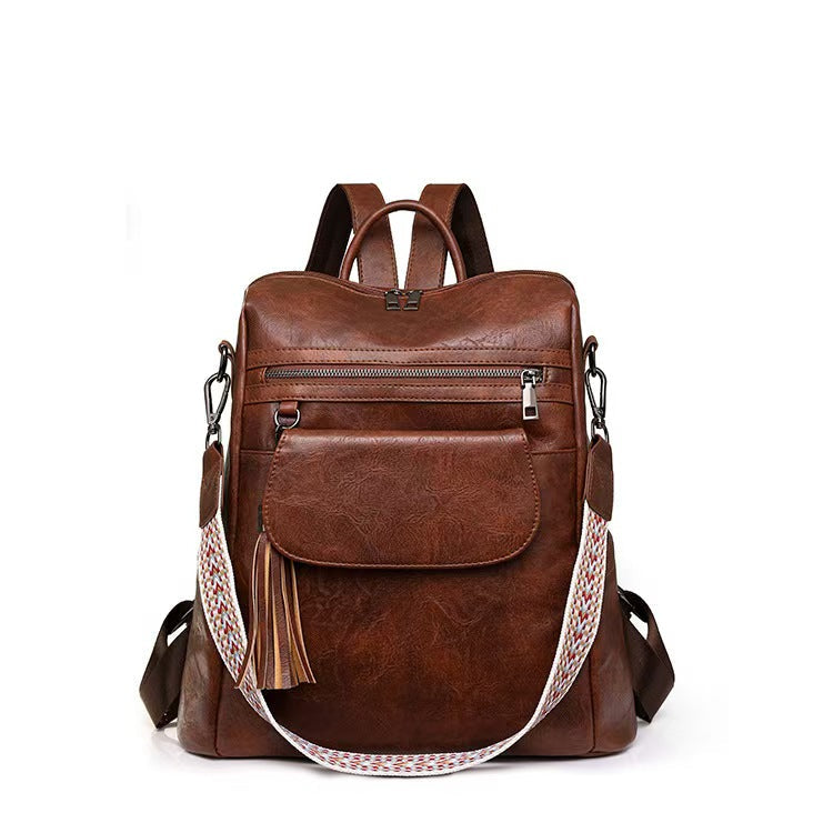 New leather laptop backpack for women