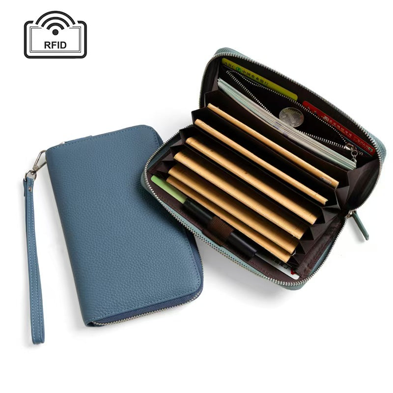 Leather multiple card slots rfid passport wallet