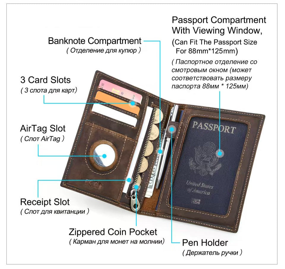 With AirTag RFID Blocking Wallet and passport wallet