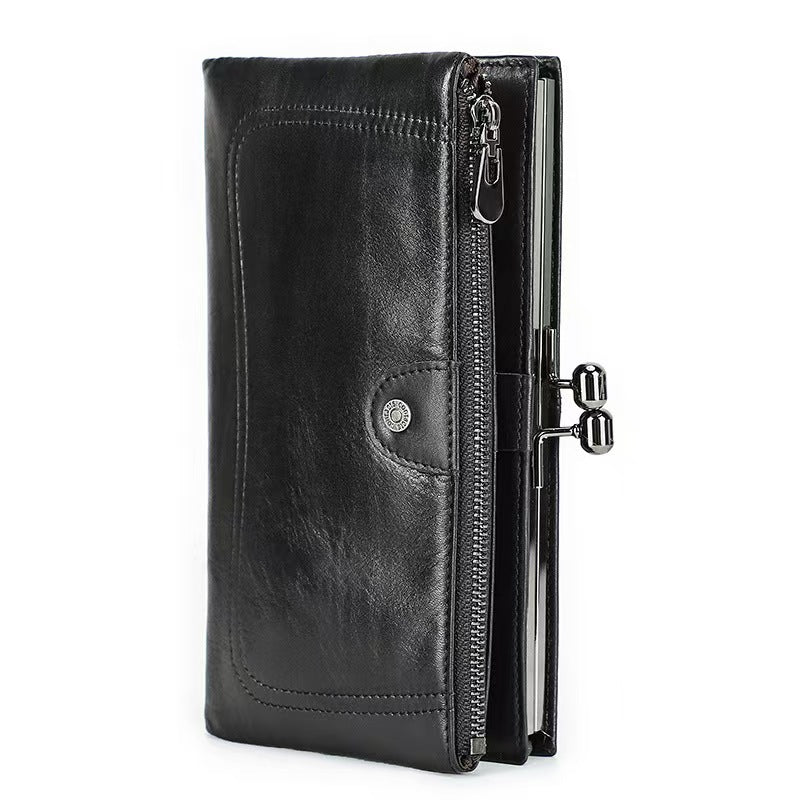 Long leather iron for women RFID Blocking Wallet