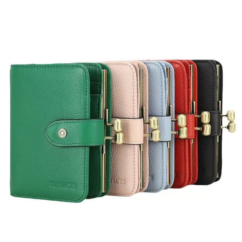 Anti-theft brush leather rfid wallet women