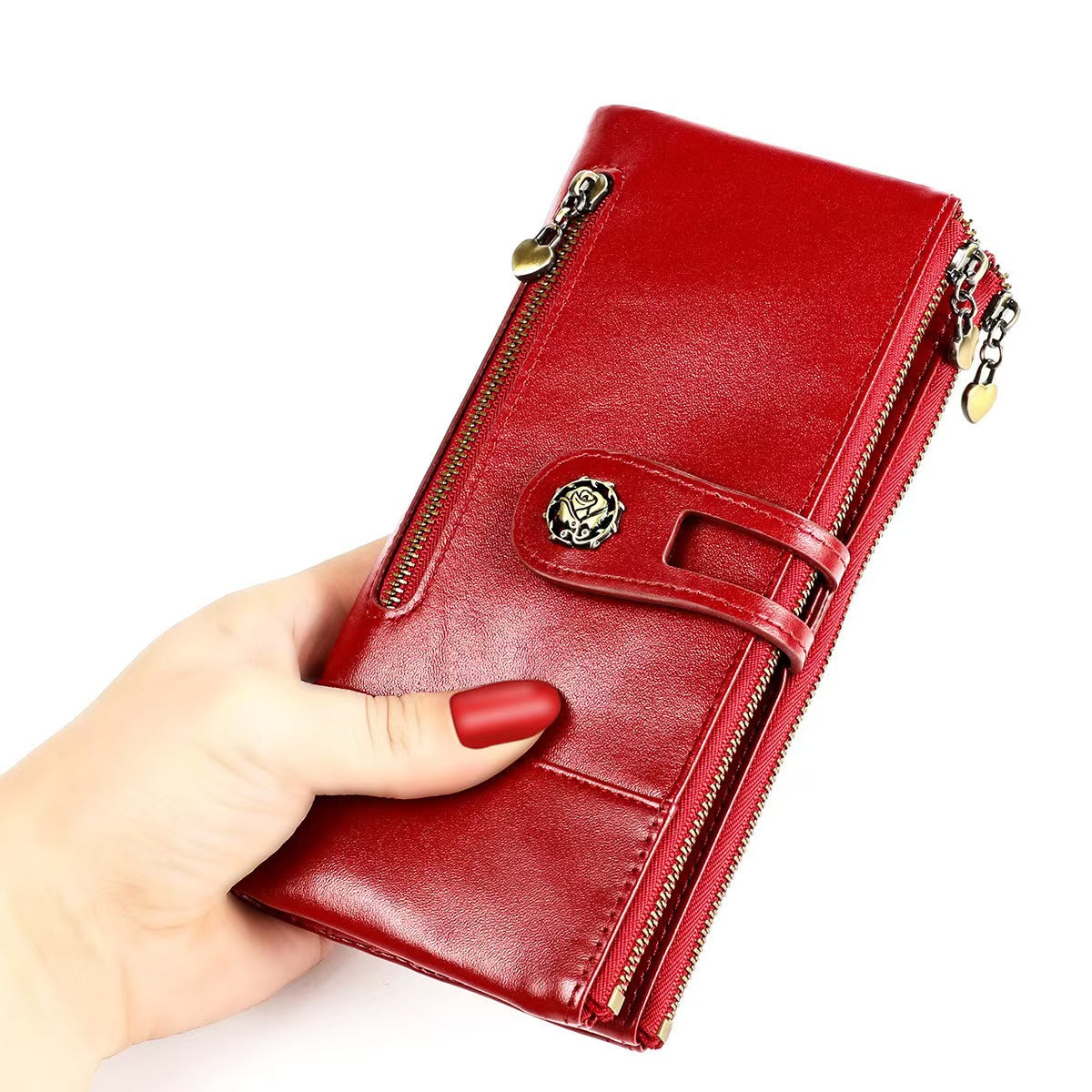 Retro anti-theft brush women's wallets rfid