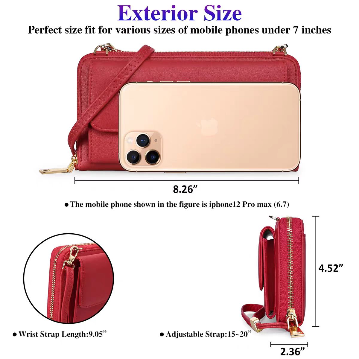 Solid color shoulder crossbody handbag rfid wallet