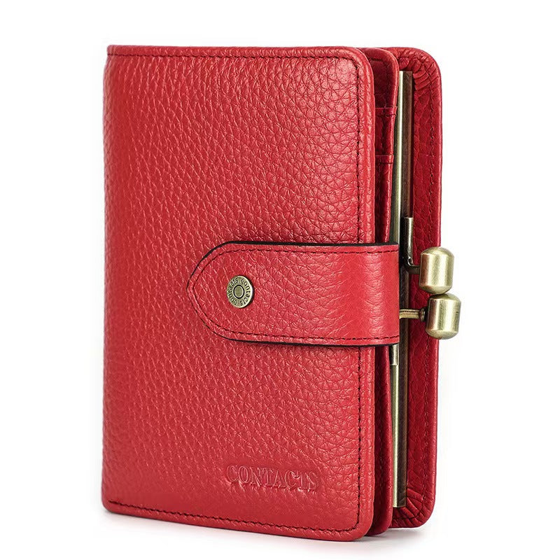 Anti-theft brush leather rfid wallet women