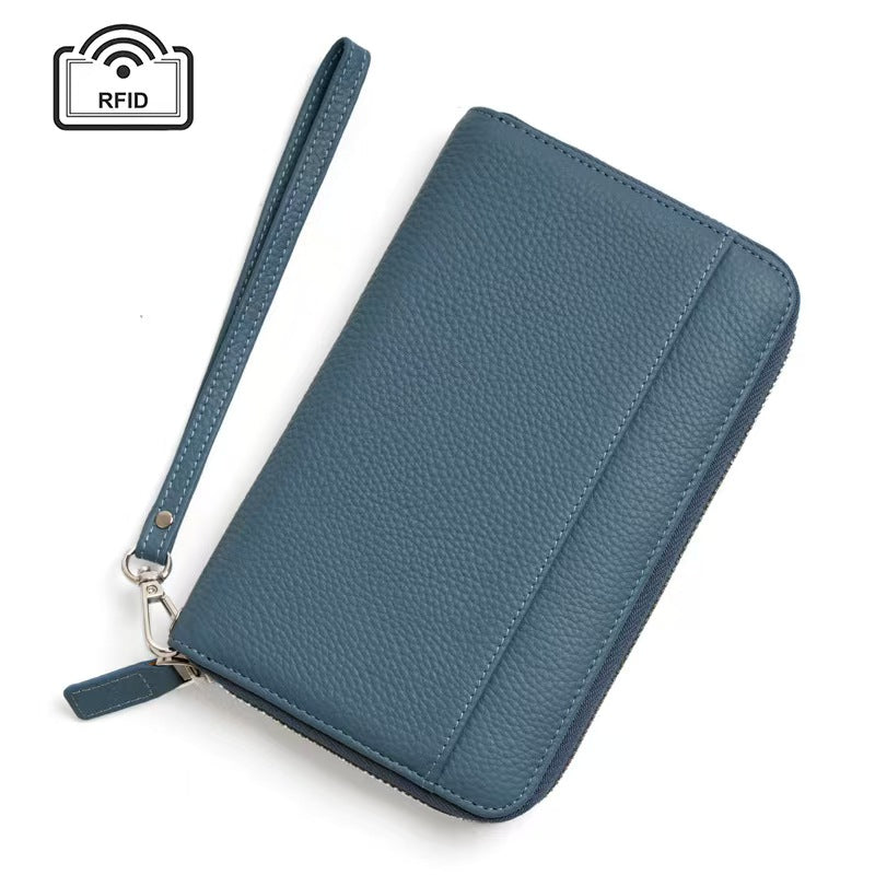 Leather multiple card slots rfid passport wallet