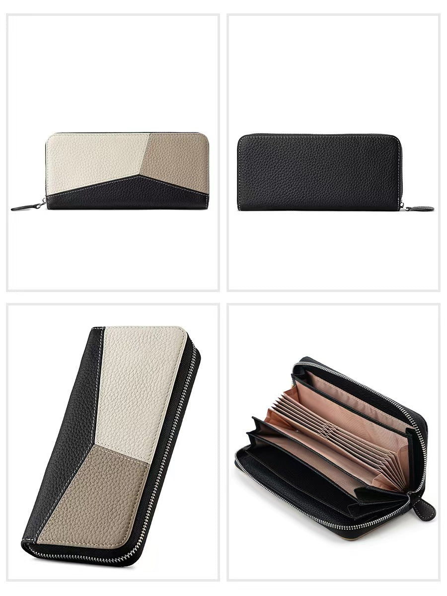 Fashionable stitching contrast color women's wallets rfid