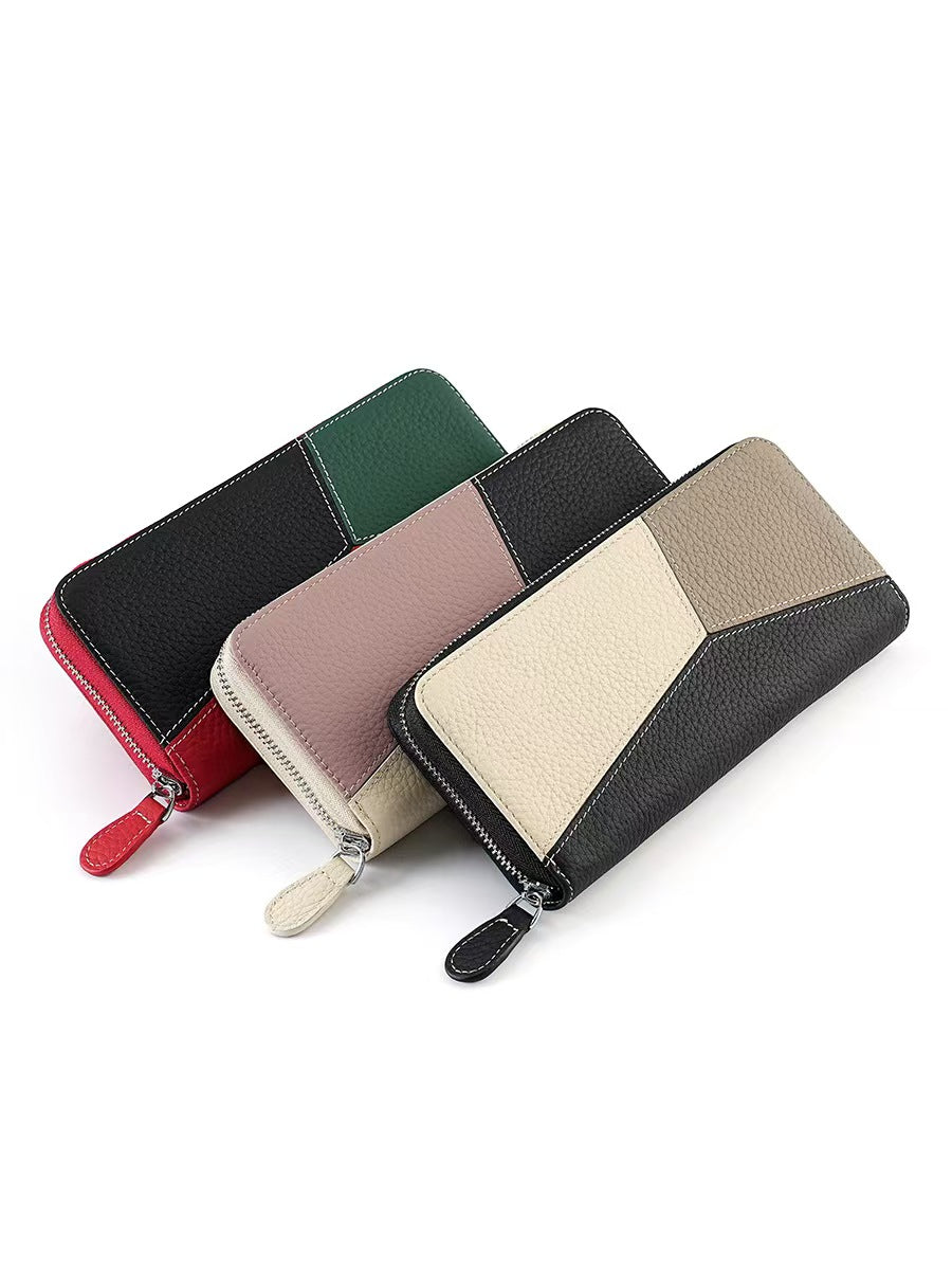 Fashionable stitching contrast color women's wallets rfid