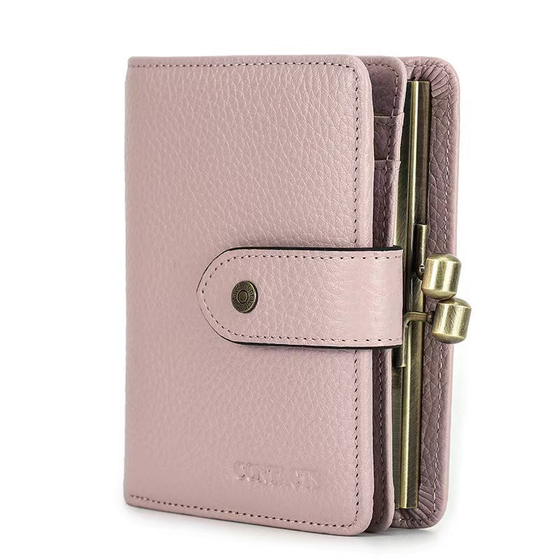 Anti-theft brush leather rfid wallet women