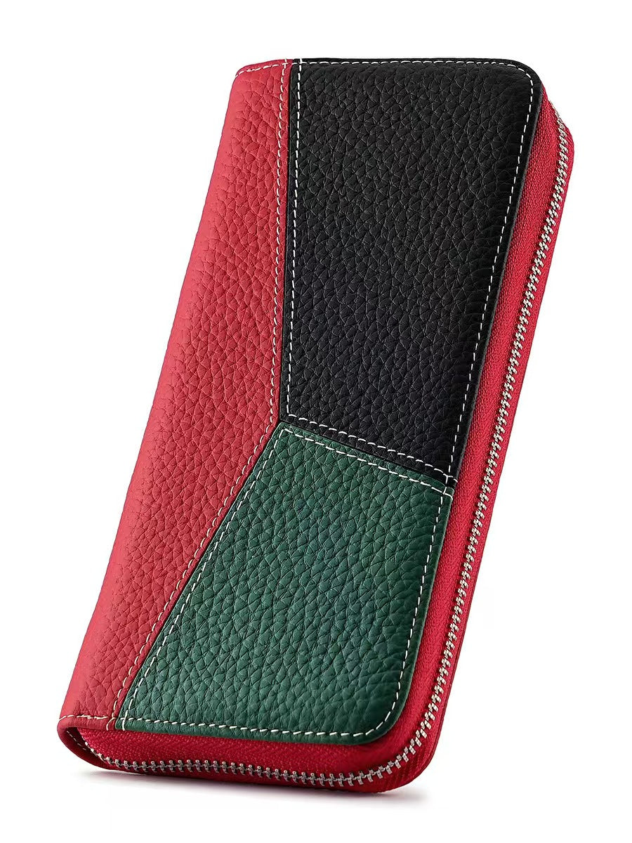 Fashionable stitching contrast color women's wallets rfid