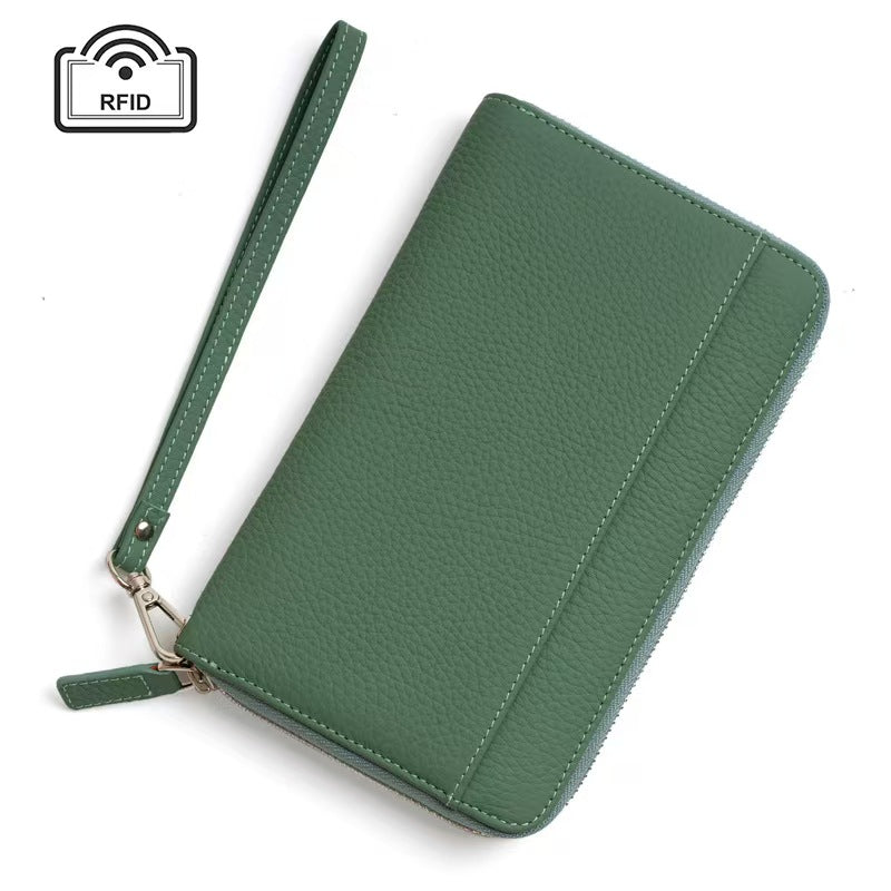 Leather multiple card slots rfid passport wallet