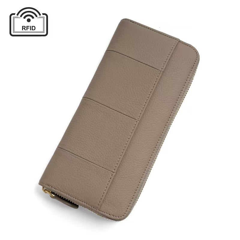 Long zipper with large capacity rfid wallet