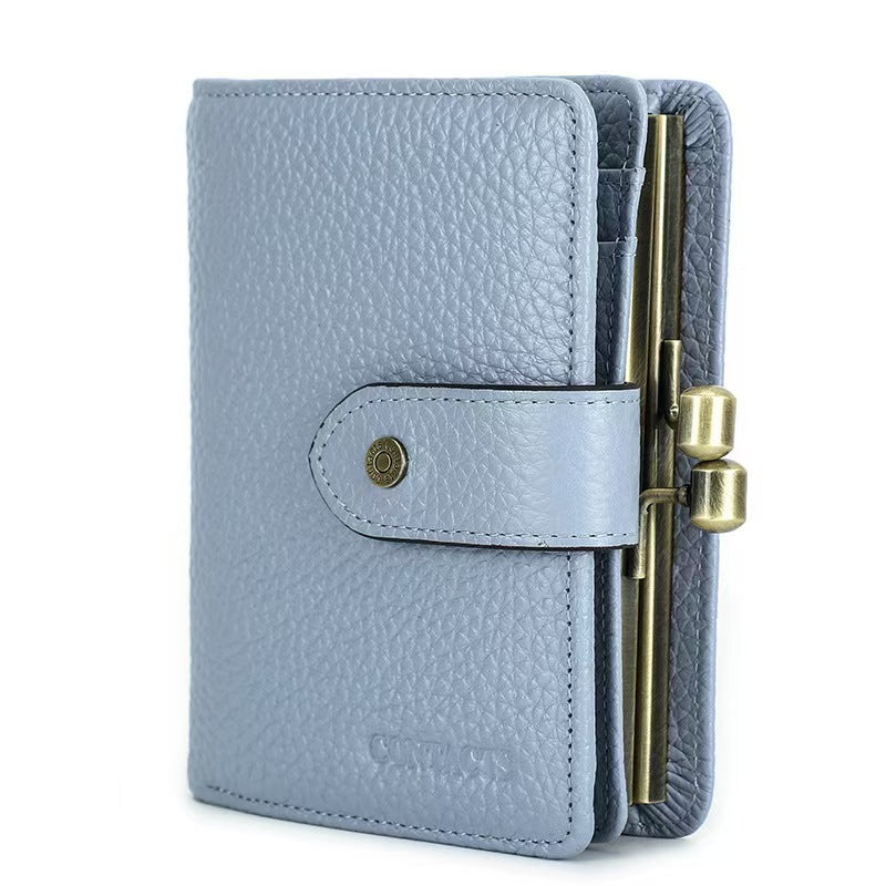 Anti-theft brush leather rfid wallet women