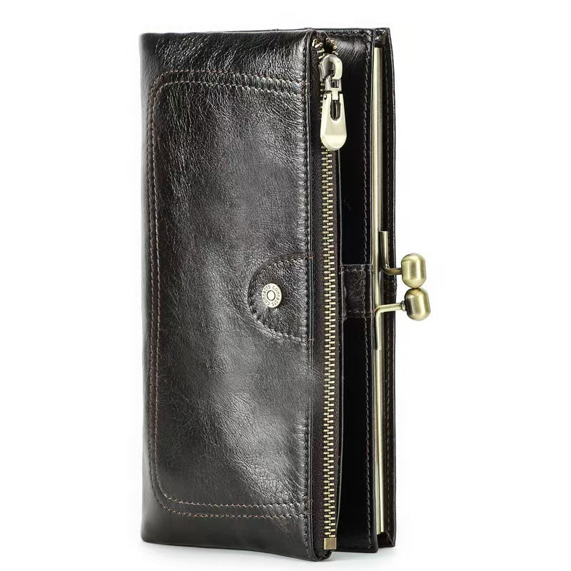 Long leather iron for women RFID Blocking Wallet