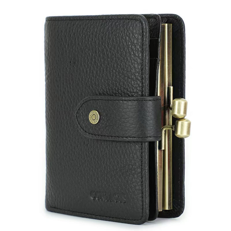 Anti-theft brush leather rfid wallet women