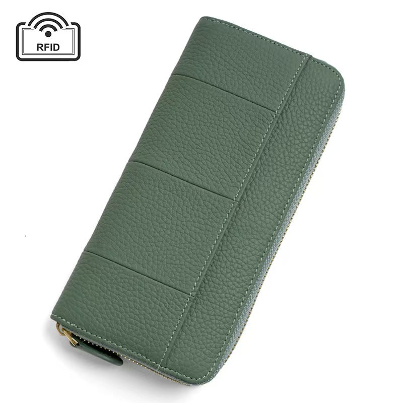 Long zipper with large capacity rfid wallet