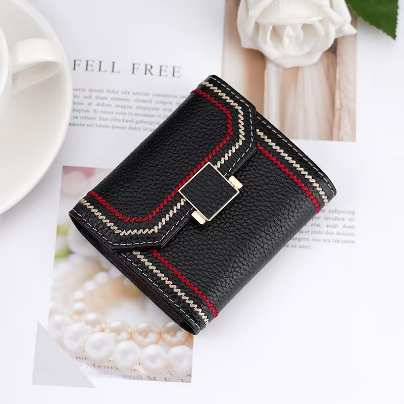 Embroidered Simple Accordion Card Holder rfid wallet