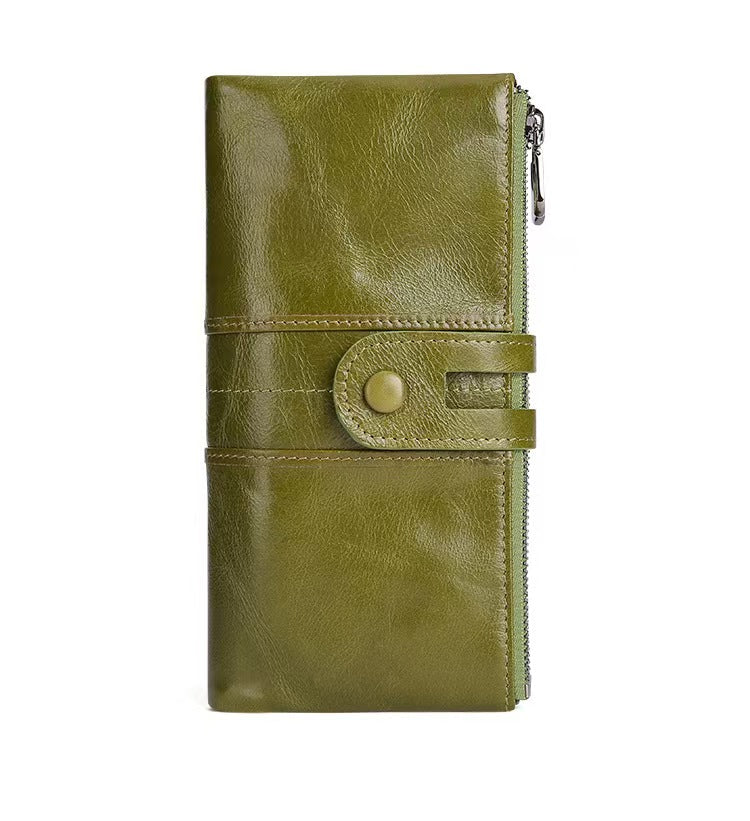 Retro large capacity concealed button rfid wallets