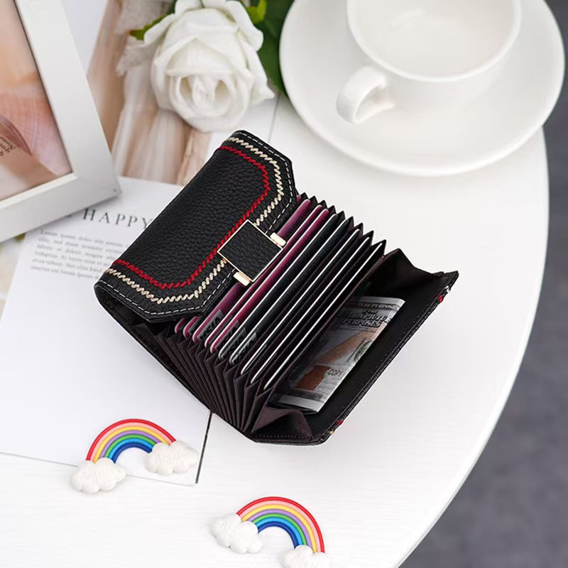 Embroidered Simple Accordion Card Holder rfid wallet