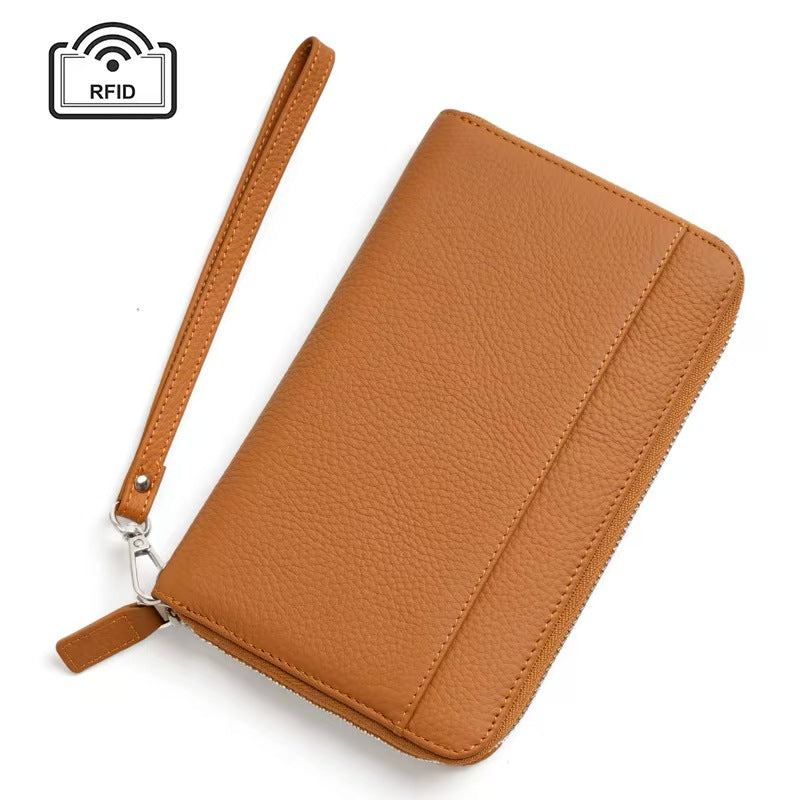 Leather multiple card slots rfid passport wallet