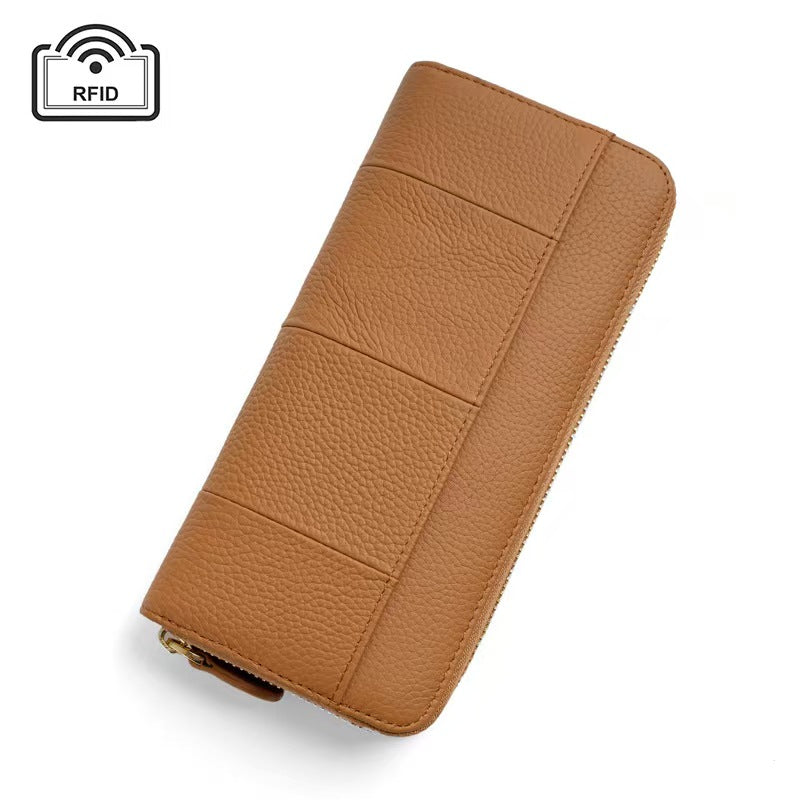 Long zipper with large capacity rfid wallet