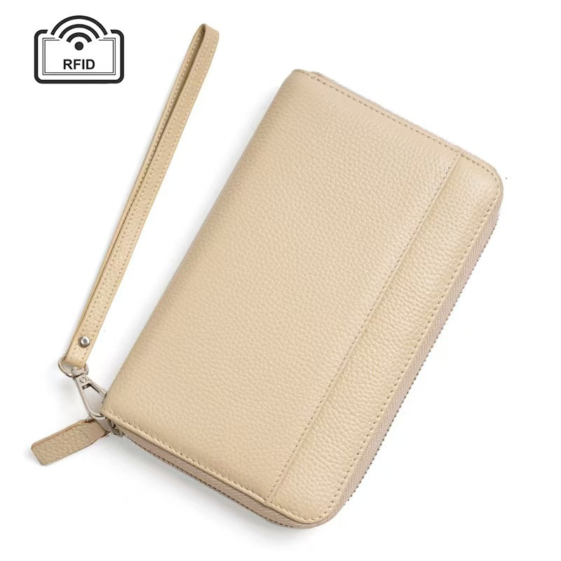 Leather multiple card slots rfid passport wallet