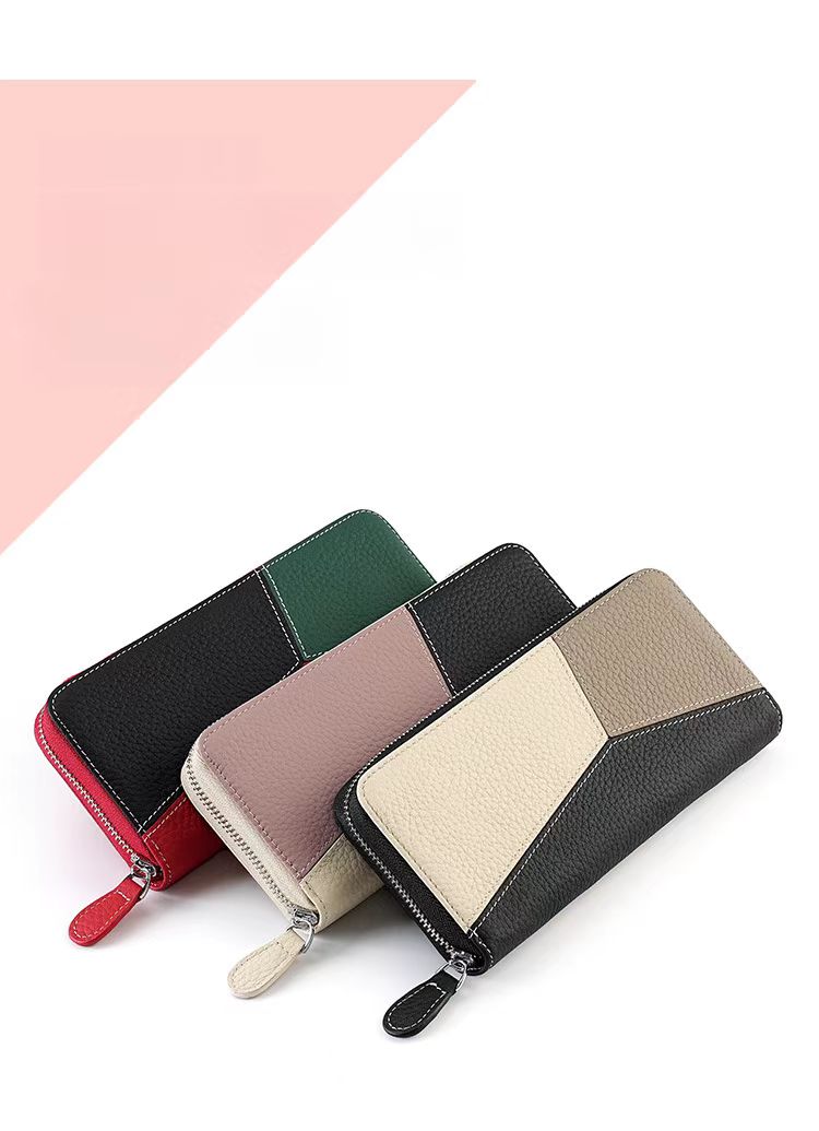 Fashionable stitching contrast color women's wallets rfid