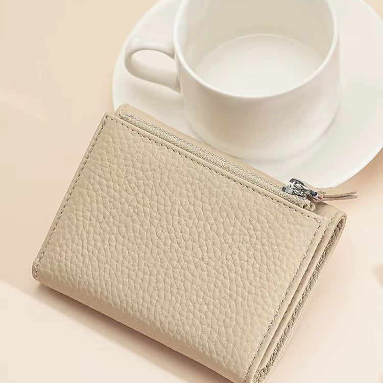 Lychee pattern leather folding wallet rfid wallet