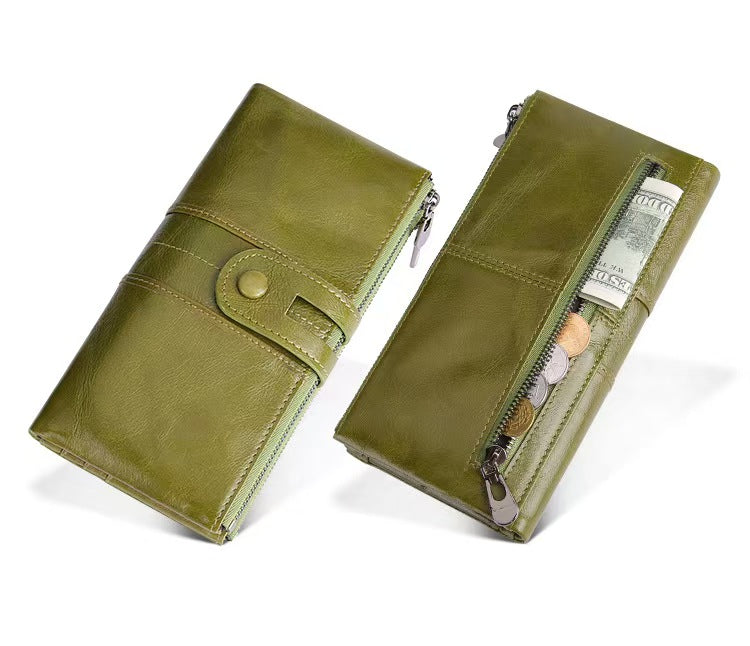 Retro large capacity concealed button rfid wallets