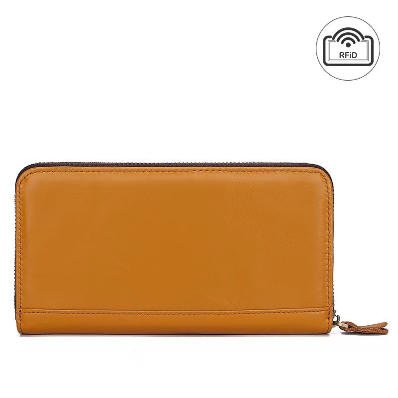 Long leather stylish zipper bag rfid wallet women