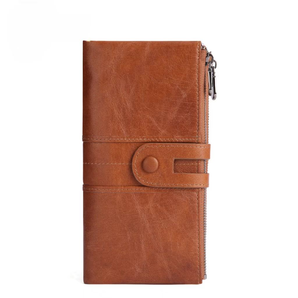 Retro large capacity concealed button rfid wallets