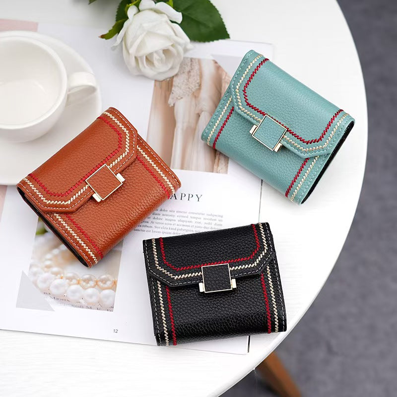 Embroidered Simple Accordion Card Holder rfid wallet