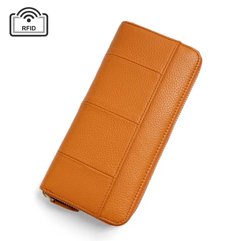 Long zipper with large capacity rfid wallet