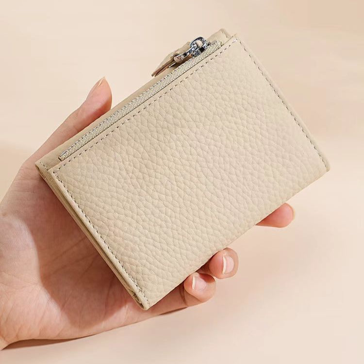 Lychee pattern leather folding wallet rfid wallet